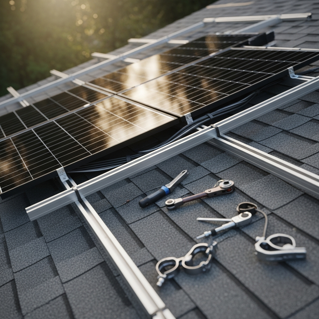 Modern America Electric preparing a rooftop solar installation