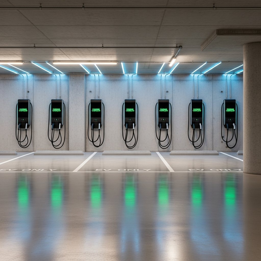 Commercial space prepared for EV charging